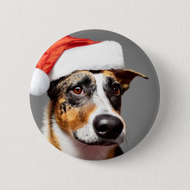 Australian Cattle Dog Christmas 2 Inch Round Button (Front)