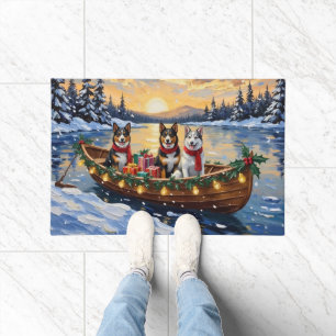 Australian Cattle Dog Christmas Boat Holiday Doormat