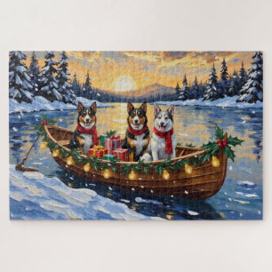 Australian Cattle Dog Christmas Boat Holiday Jigsaw Puzzle