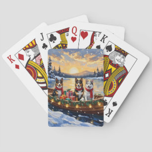 Australian Cattle Dog Christmas Boat Holiday Playing Cards