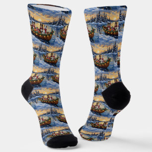 Australian Cattle Dog Christmas Boat Holiday Socks