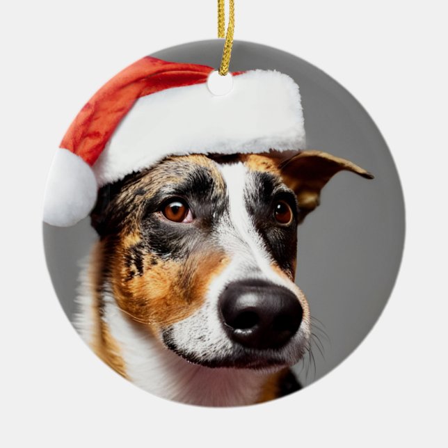 Australian Cattle Dog Christmas Ceramic Ornament (Front)