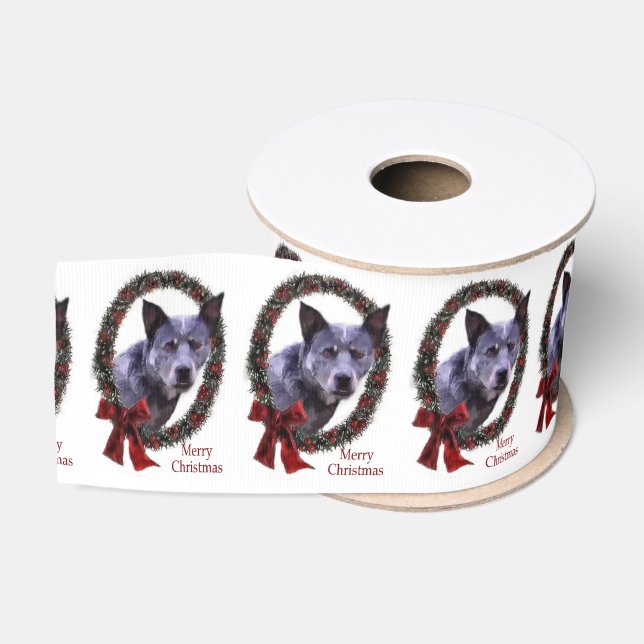 Australian Cattle Dog Christmas Grosgrain Ribbon (Spool)