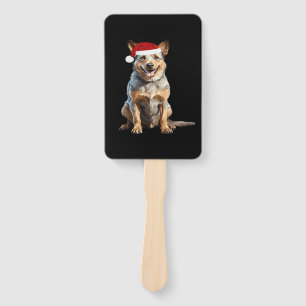 Australian Cattle Dog Christmas Tree Dog Puppy Wat Hand Fan