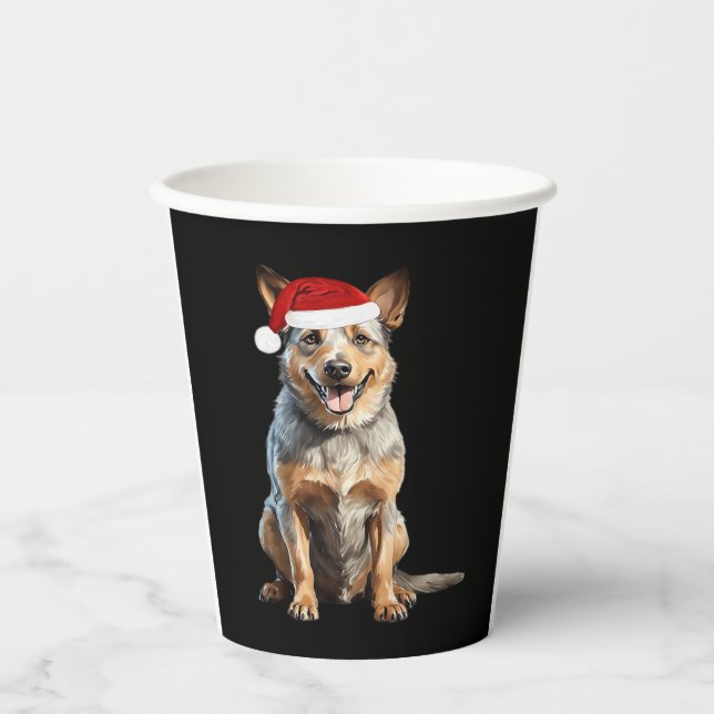 Australian Cattle Dog Christmas Tree Dog Puppy Wat Paper Cups (Front)