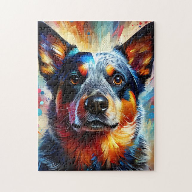 Australian Cattle Dog Colourful Acrylic Print Jigsaw Puzzle (Vertical)