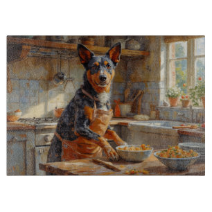 Australian Cattle Dog Cooking in Kitchen Cutting Board