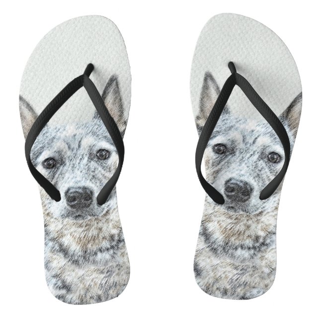 Australian Cattle Dog - Cute Original Dog Art Flip Flops (Footbed)
