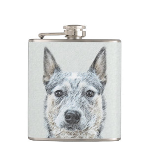 Australian Cattle Dog - Cute Original Dog Art Hip Flask