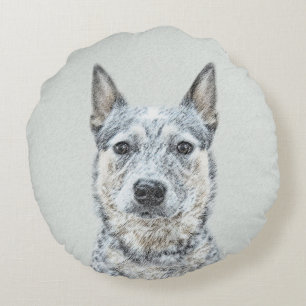 Australian Cattle Dog - Cute Original Dog Art Round Pillow