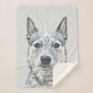 Australian Cattle Dog - Cute Original Dog Art Sherpa Blanket
