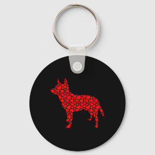 Australian Cattle Dog Cute Silhouette Heart Valent Keychain