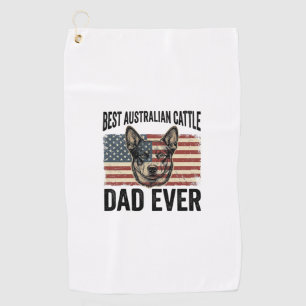 Australian Cattle Dog Dad Patriotic Vintage Shirt  Golf Towel
