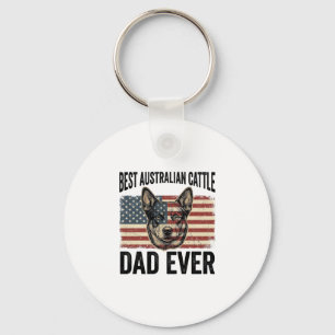 Australian Cattle Dog Dad Patriotic Vintage Shirt Keychain