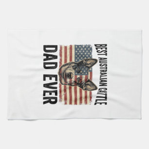 Australian Cattle Dog Dad Patriotic Vintage Shirt Kitchen Towel