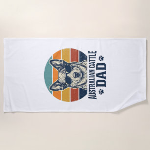 Australian Cattle Dog Dad Vintage Sunset Shirt_1 Beach Towel