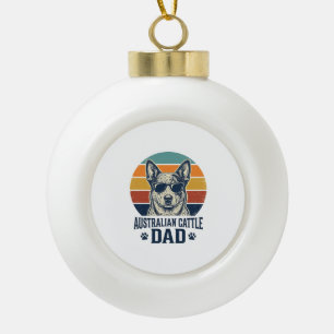 Australian Cattle Dog Dad Vintage Sunset Shirt_1 Ceramic Ball Christmas Ornament