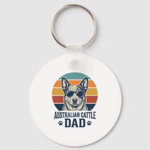 Australian Cattle Dog Dad Vintage Sunset Shirt_1 Keychain