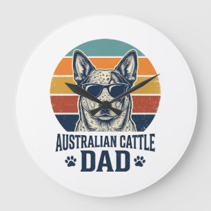Australian Cattle Dog Dad Vintage Sunset Shirt_1 Large Clock