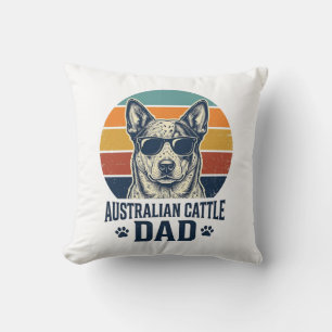 Australian Cattle Dog Dad Vintage Sunset Shirt_1 Throw Pillow