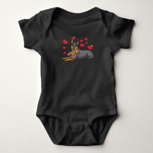 Australian Cattle Dog Dog With Stuffed Animal And Baby Bodysuit