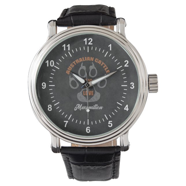 Australian Cattle Dog Grey Custom Watch (Front)