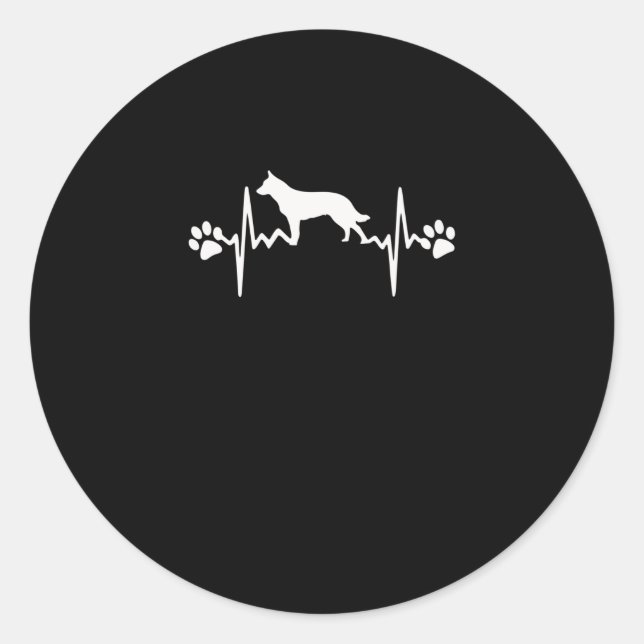 Australian Cattle Dog Heartbeat Love Gift Classic Round Sticker (Front)