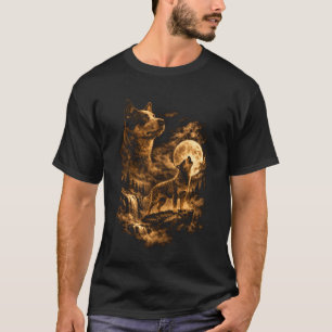 Australian Cattle Dog Howling Moon Fantasy Wildern T-Shirt