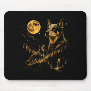 Australian Cattle Dog Howling Moon Funny Love Dog Mouse Pad