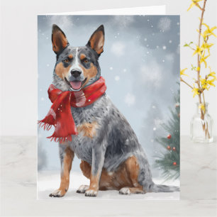 Australian Cattle Dog in Snow Christmas  Card