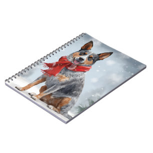 Australian Cattle Dog in Snow Christmas  Notebook