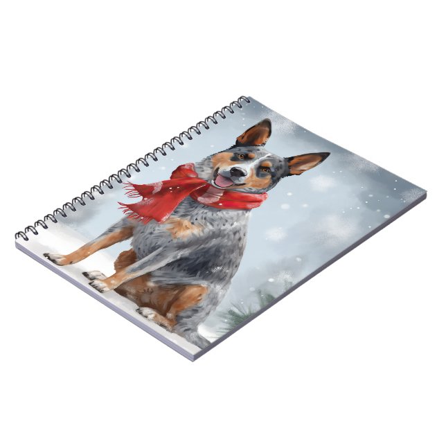 Australian Cattle Dog in Snow Christmas  Notebook (Left Side)