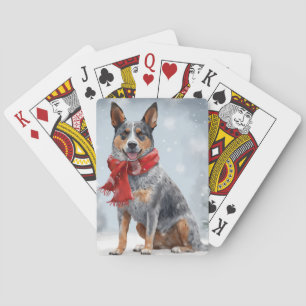 Australian Cattle Dog in Snow Christmas  Playing Cards