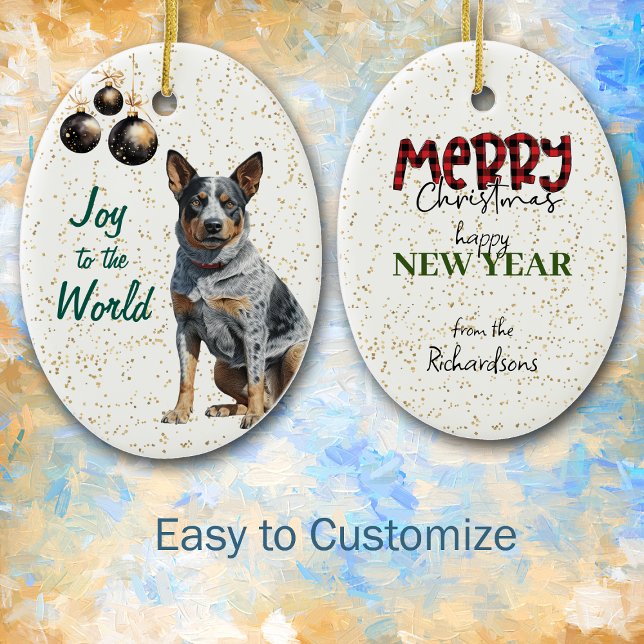 Australian Cattle Dog Joy to the World Christmas Ceramic Ornament (Creator Uploaded)