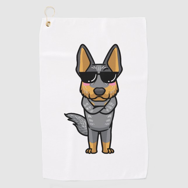 Australian Cattle Dog Kawaii Emoticon Golf Towel (Front)