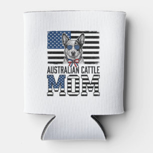 Australian Cattle Dog Mom Patriotic Vintage Shirt_ Can Cooler