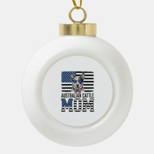 Australian Cattle Dog Mom Patriotic Vintage Shirt_ Ceramic Ball Christmas Ornament