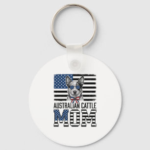 Australian Cattle Dog Mom Patriotic Vintage Shirt_ Keychain