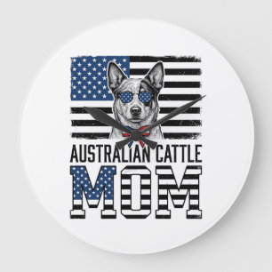 Australian Cattle Dog Mom Patriotic Vintage Shirt_ Large Clock