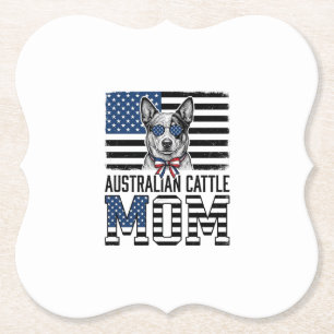 Australian Cattle Dog Mom Patriotic Vintage Shirt_ Paper Coaster