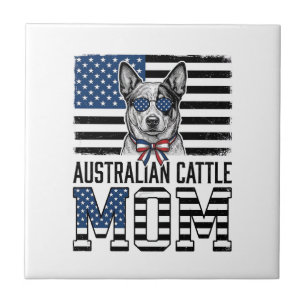 Australian Cattle Dog Mom Patriotic Vintage Shirt_ Tile