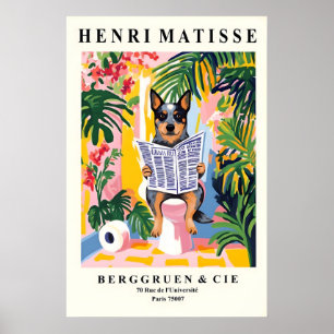 Australian Cattle Dog on a Toilet - Funny Matisse Poster