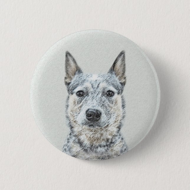Australian Cattle Dog Painting - Cute Original Art 2 Inch Round Button (Front)