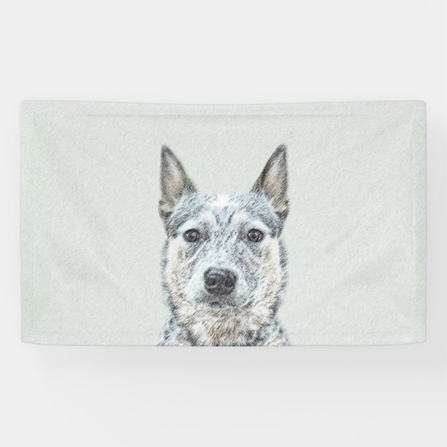 Australian Cattle Dog Painting - Cute Original Art Banner (Horizontal)