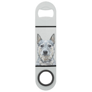 Australian Cattle Dog Painting - Cute Original Art Bar Key