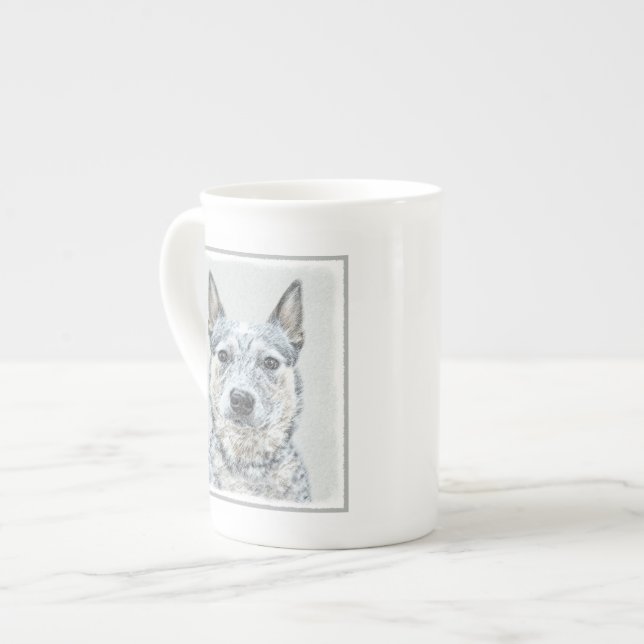 Australian Cattle Dog Painting - Cute Original Art Bone China Mug (Front Left)