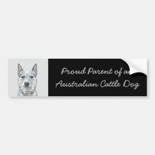 Australian Cattle Dog Painting - Cute Original Art Bumper Sticker