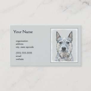 Australian Cattle Dog Painting - Cute Original Art Business Card