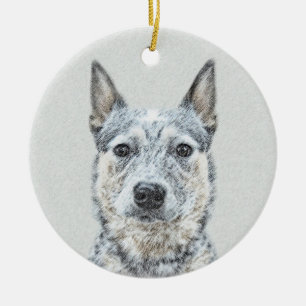 Australian Cattle Dog Painting - Cute Original Art Ceramic Ornament