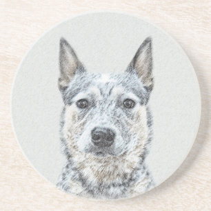 Australian Cattle Dog Painting - Cute Original Art Coaster